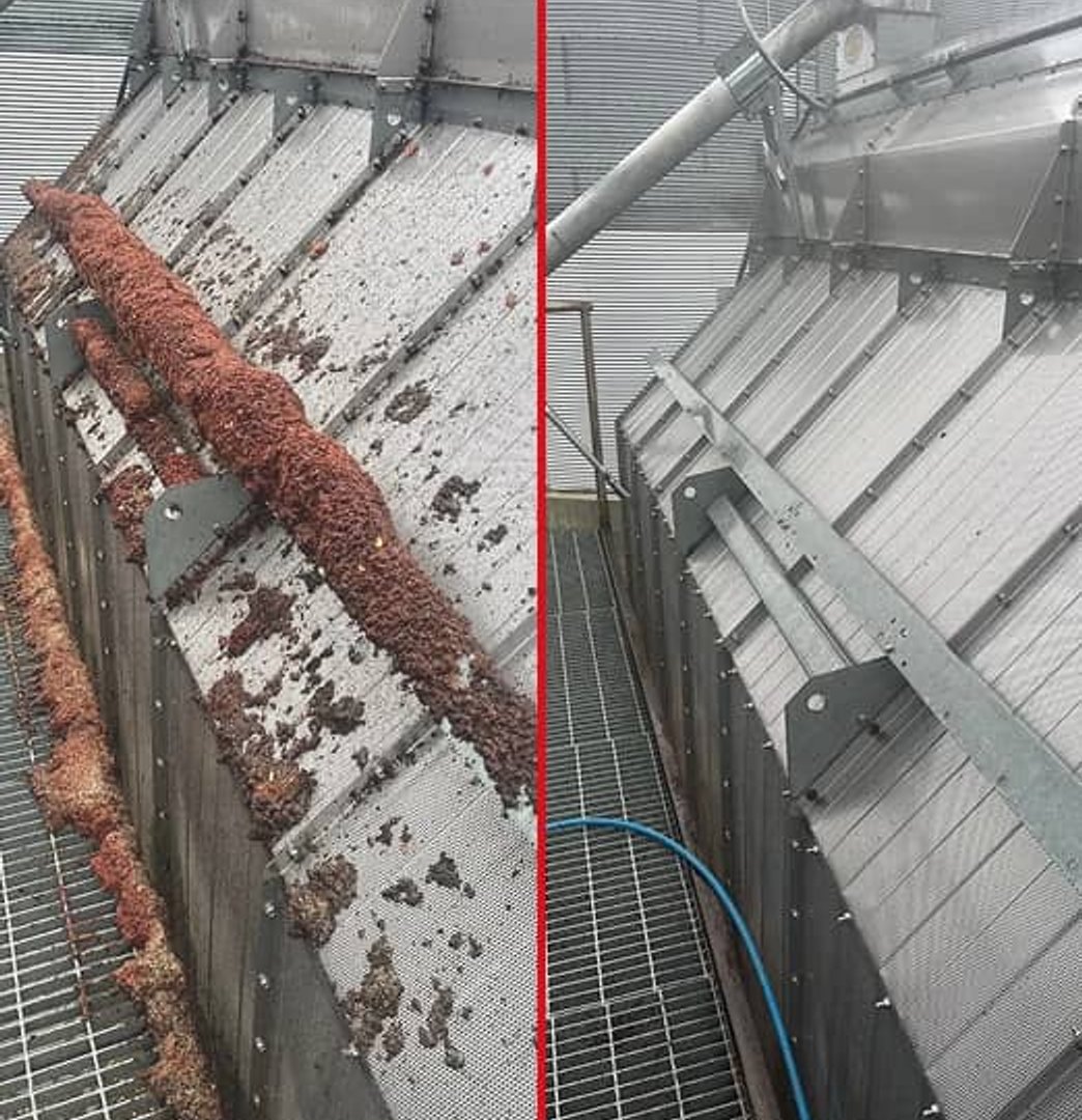 Before and After grain silo, washing in Winchester, Ontario