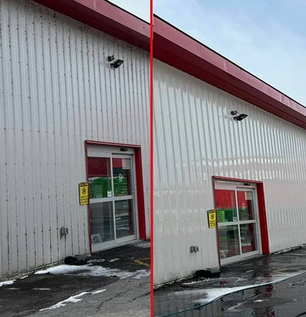 Before and After of a warehouse & store building in Winchester, Ontario