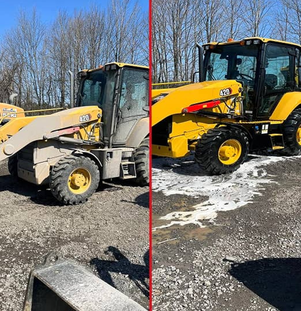 Before and After side walk graffiti removal in Johnstown, Ontario