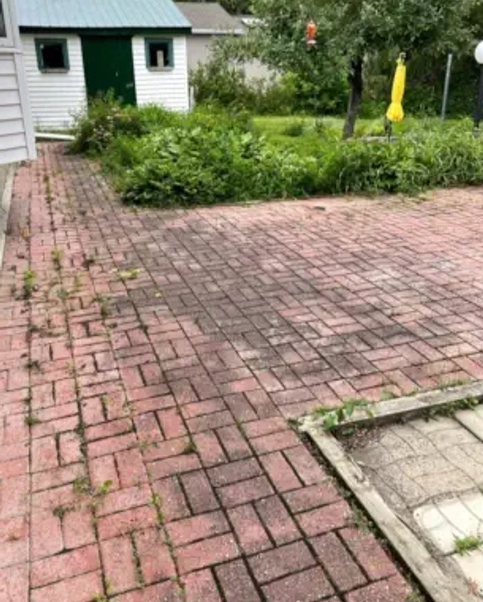 dirtry interlocking path fill with grass and mud