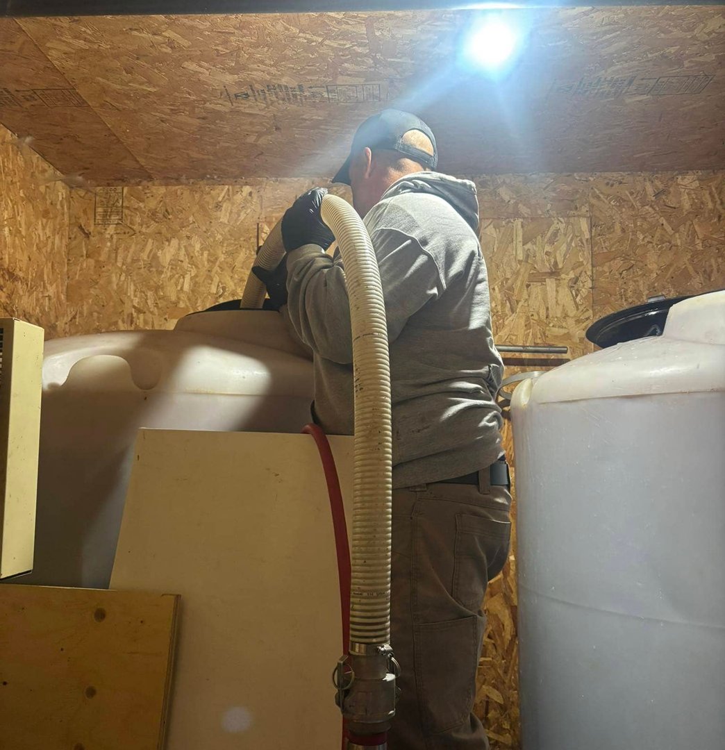 Kyle Weeger delivering water to fill a pool in Iroquois, Ontario